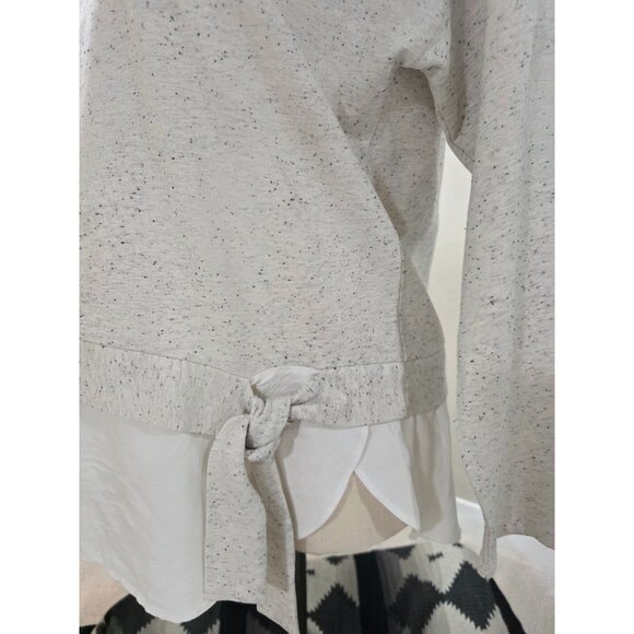 Loft Womens Speckled Knit Long Sleeve Top With Tie Hem & Layered Hem Detail - Picture 6 of 7